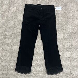 J Brand Black velvet Flare Jeans with Lace Hem.new with tag